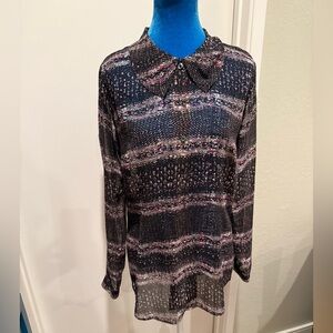 CAbi Multicolor Sheer Patterned Blouse